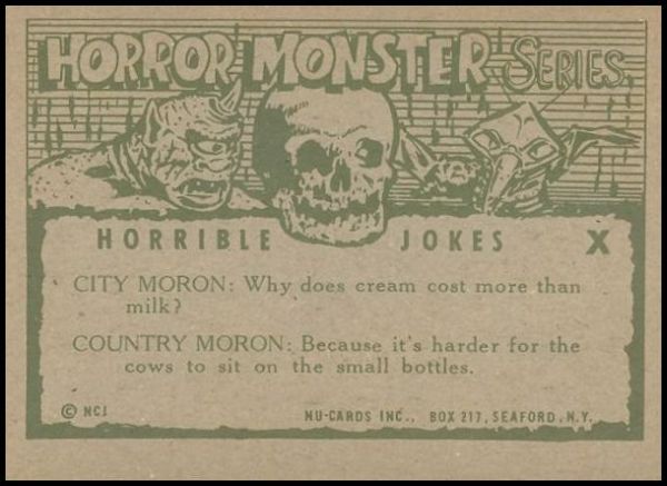 1961 Nu-Cards Horror Monster